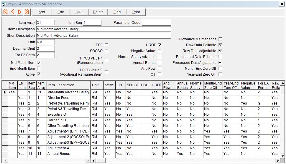 Payroll Item